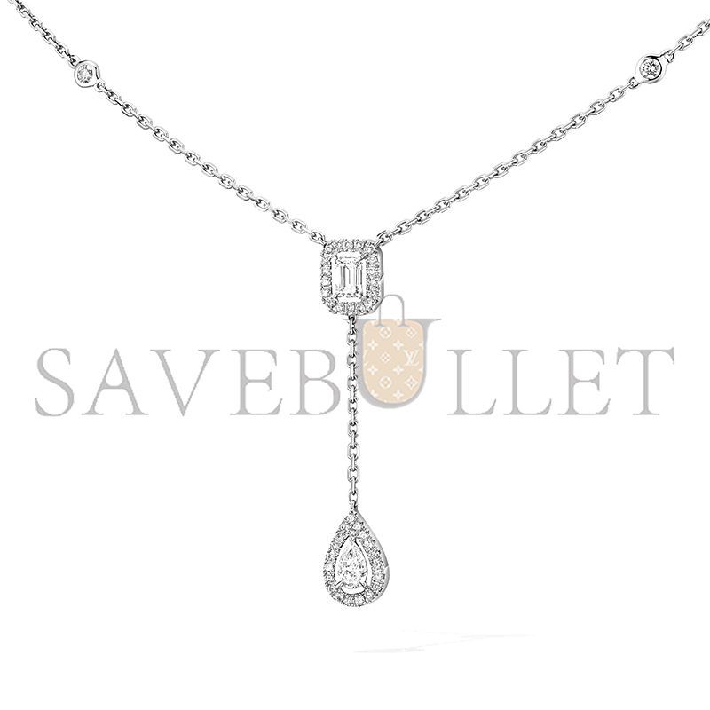 Mes1kaa my twin tie necklace 2x 0.10ct white gold d1am0nd necklace 06693-wg
