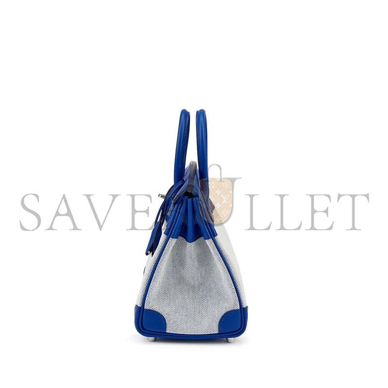 H**me5 bleu france swift and toile birkin 25 palladium hardware (25*20*13cm)