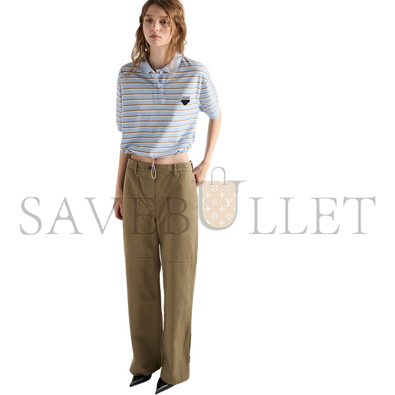 Pra*a CROPPED STRIPED PIQUÉ POLO SHIRT 39609