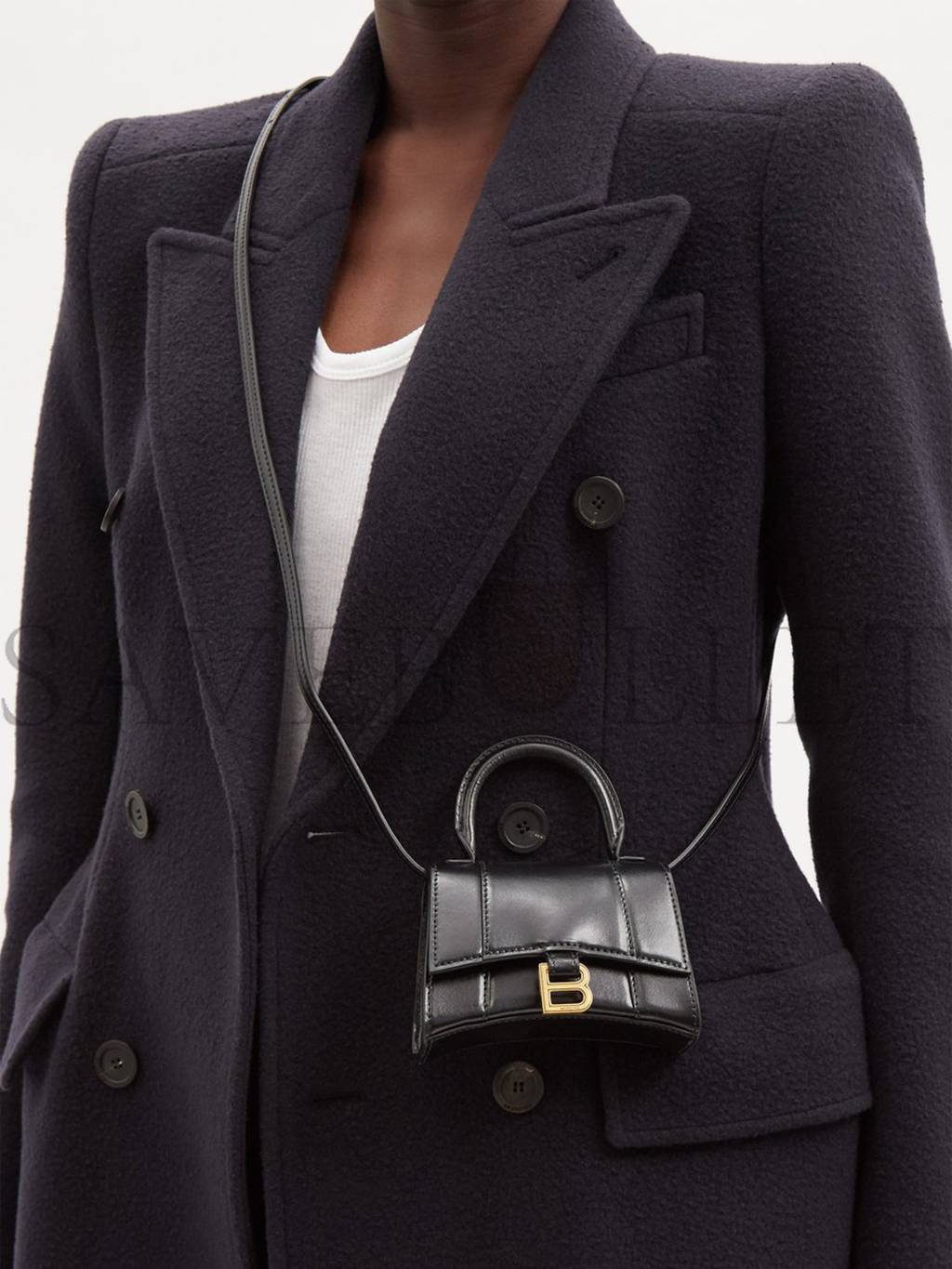 Ba*len*cia*ga black hourglass mini crocodile-effect leather bag matchesfashion us (12*8.5*4.3cm)