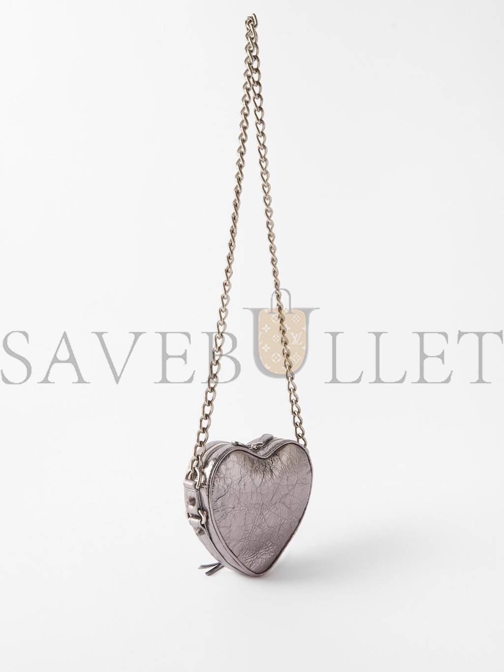 Ba*len*cia*ga silver le cagole heart metallic-leather cross-body bag matchesfashion us (16*14*4cm)