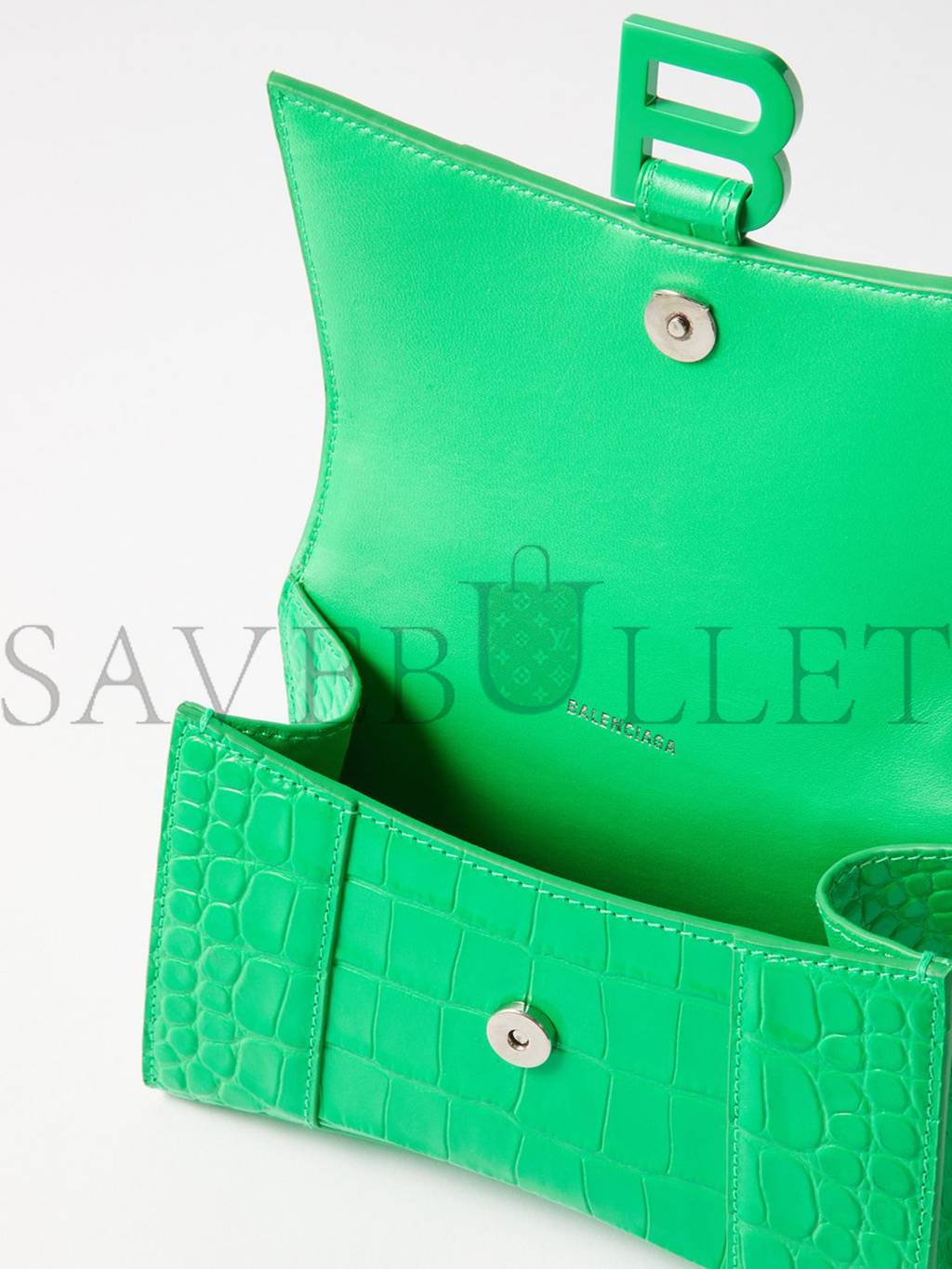 Ba*len*cia*ga green hourglass xs croc-effect leather cross-body bag matchesfashion us (19*12.1*7.6cm)