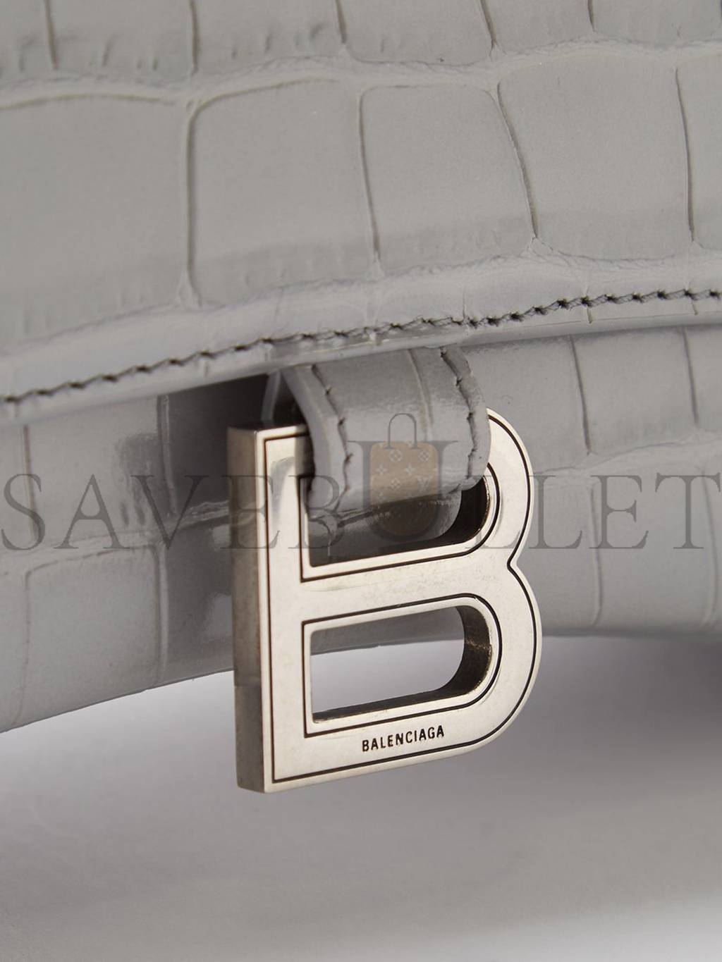 Ba*len*cia*ga grey hourglass s crocodile-effect leather bag matchesfashion us (22.5*14*10cm)