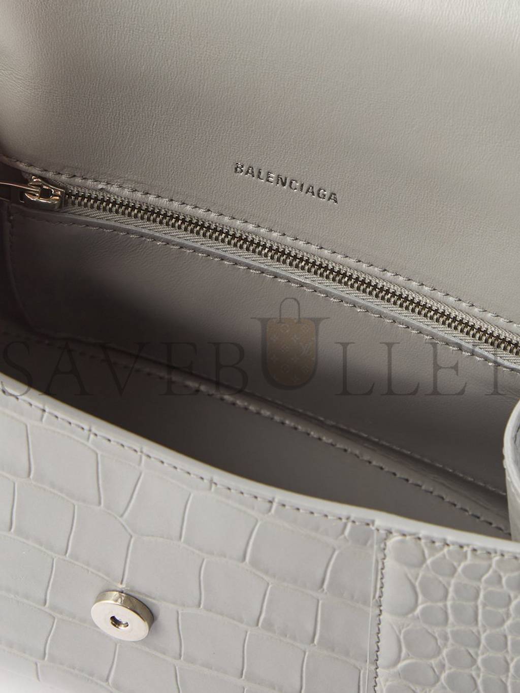 Ba*len*cia*ga grey hourglass s crocodile-effect leather bag matchesfashion us (22.5*14*10cm)