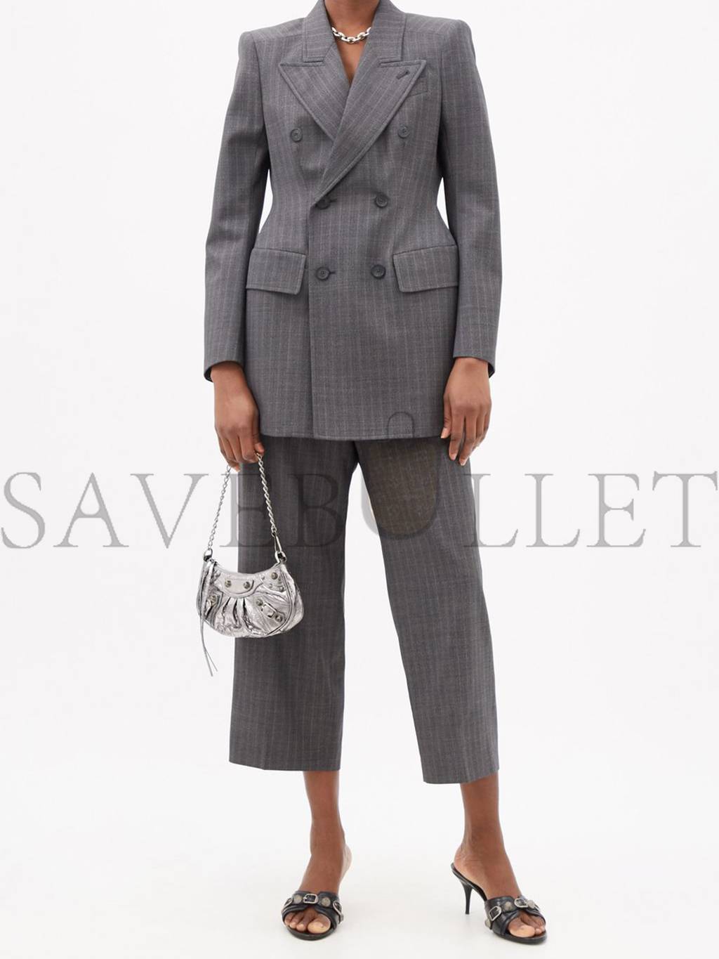 Ba*len*cia*ga silver cagole mini leather shoulder bag matchesfashion us (20*10*3.8cm)