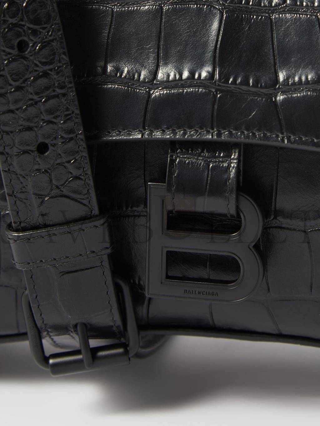 Ba*len*cia*ga black downtown xs crocodile-effect leather bag matchesfashion us (25.4*15*6cm)