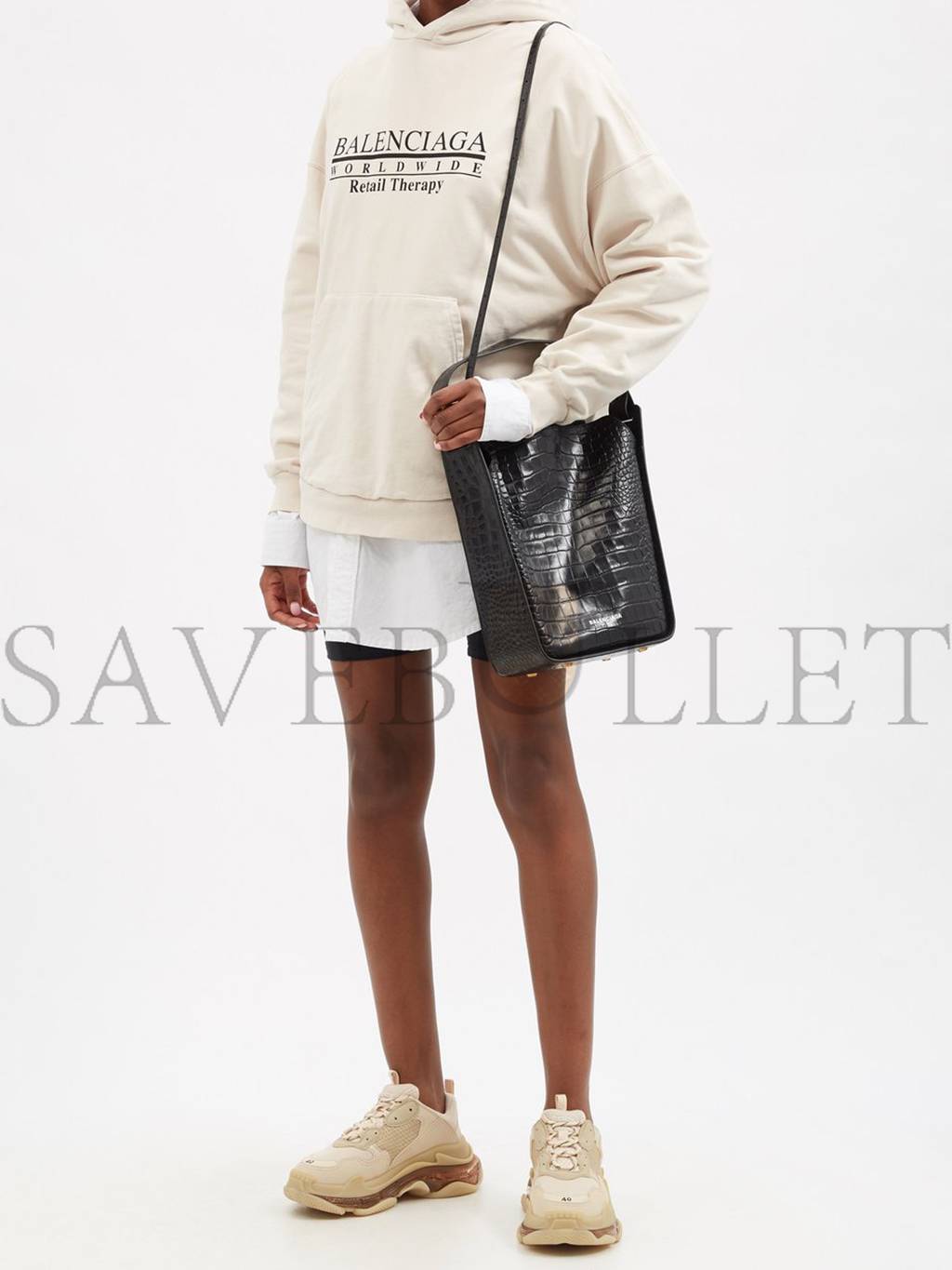 Ba*len*cia*ga black tool s crocodile-effect leather shoulder bag matchesfashion us (30.7*30.4*11.4cm)