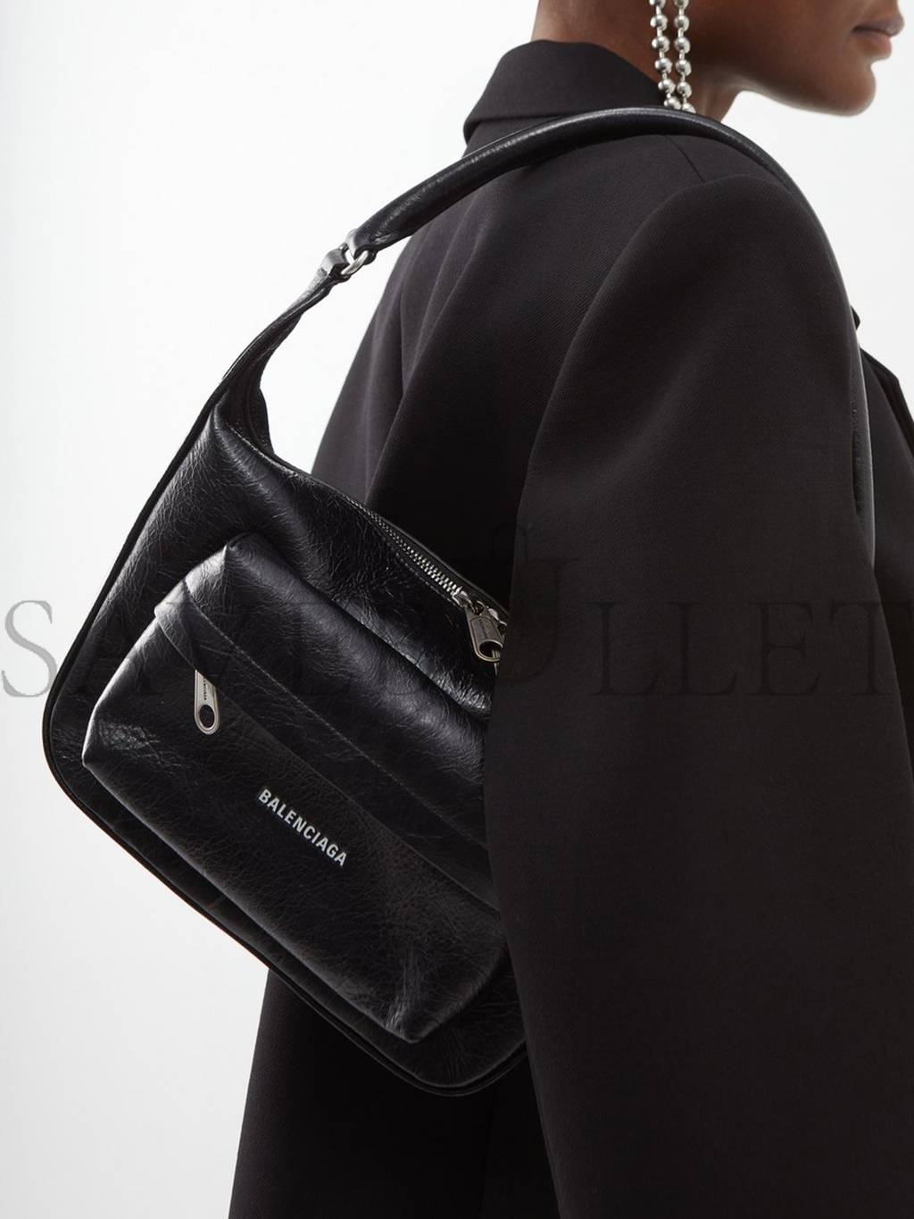 Ba*len*cia*ga black raver medium creased-leather shoulder bag matchesfashion us (30*18*7.5cm)