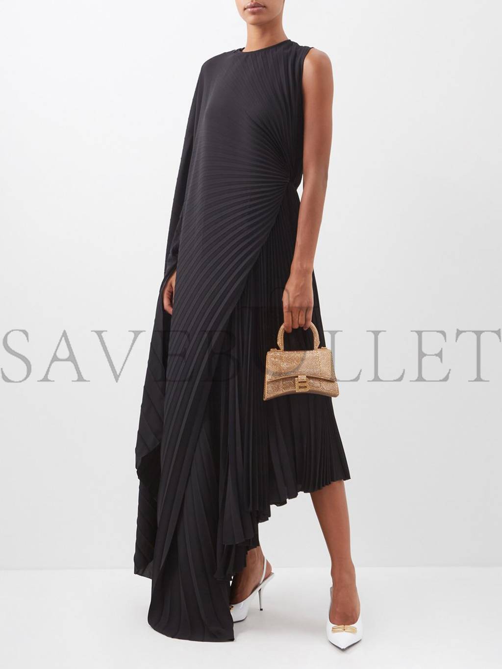 Ba*len*cia*ga gold hourglass xs crystal-embellished handbag matchesfashion us (19*12.1*7.6cm)