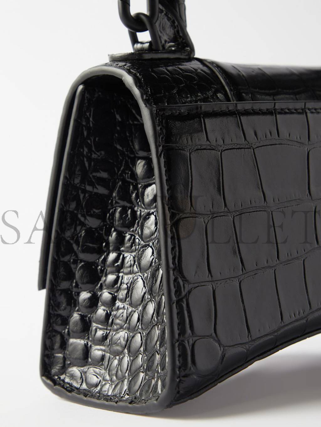 Ba*len*cia*ga black hourglass xs crocodile-effect leather bag matchesfashion us (19*12*6.6cm)