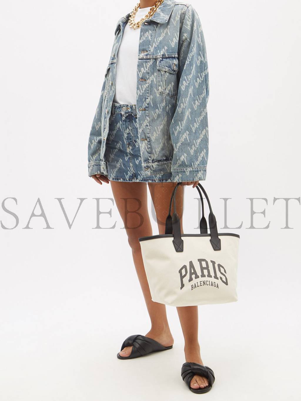 Ba*len*cia*ga neutral paris logo-print leather-trim canvas tote bag matchesfashion us (41.1*25.1*17.5cm)