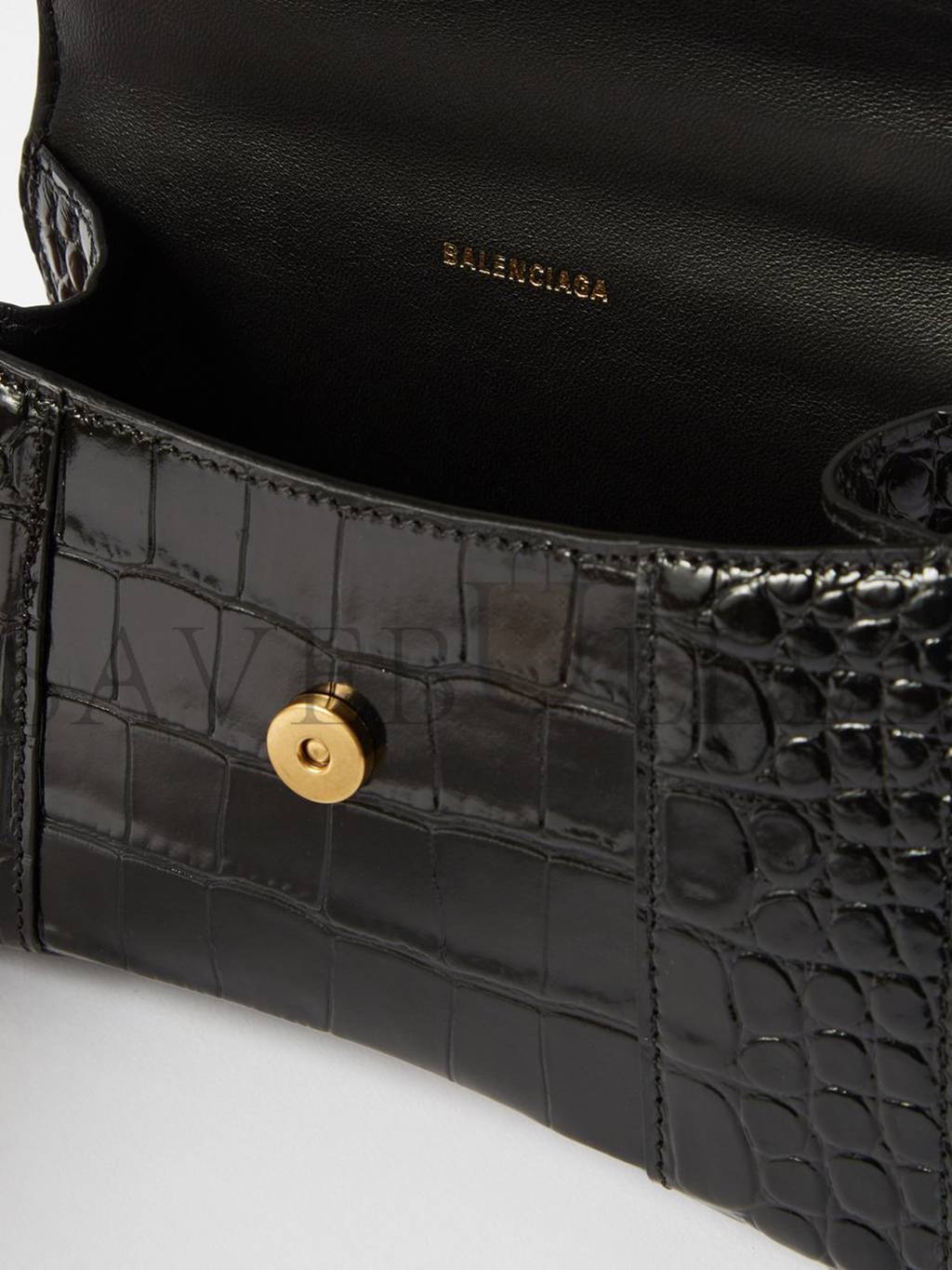 Ba*len*cia*ga black hourglass xs crocodile-effect leather bag matchesfashion us (19*12.1*7.6cm)