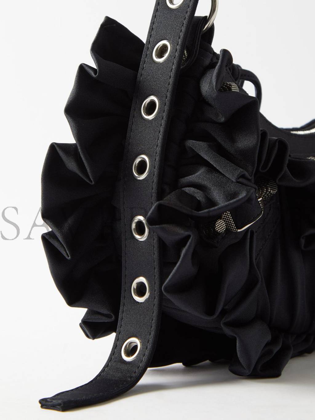 Ba*len*cia*ga black le cagole xs ruffled spandex shoulder bag matchesfashion us (25.6*11.4*7.3cm)
