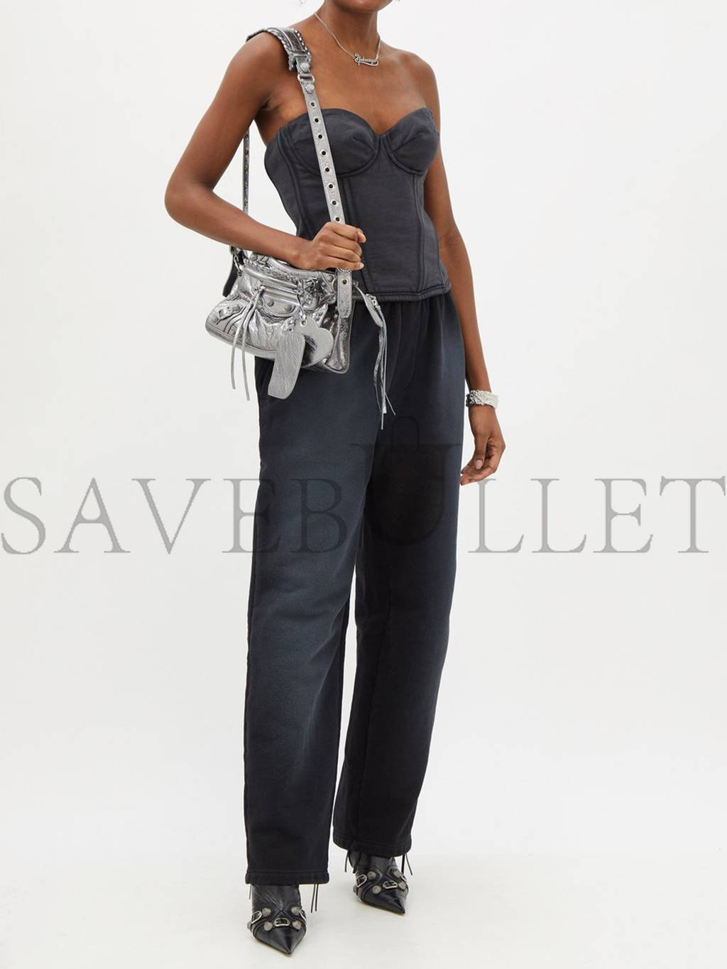 Ba*len*cia*ga silver neo cagole city xs leather bag matchesfashion us (25.6*17*11.1cm)