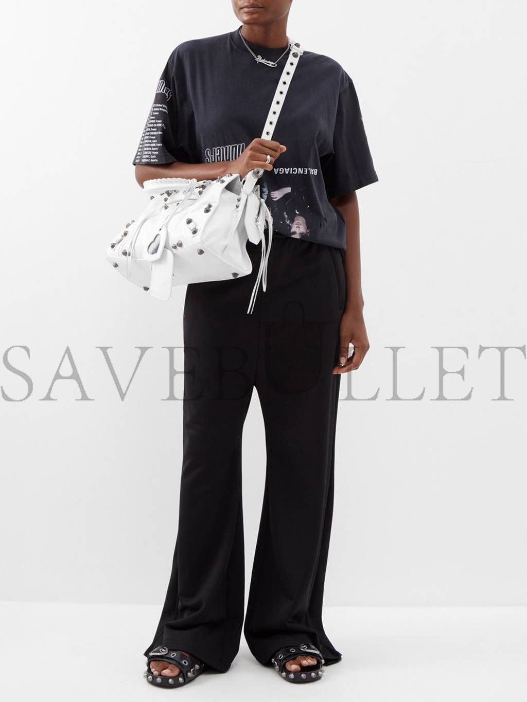 Ba*len*cia*ga white neo cagole city leather shoulder bag matchesfashion us (33*21*13.5cm)