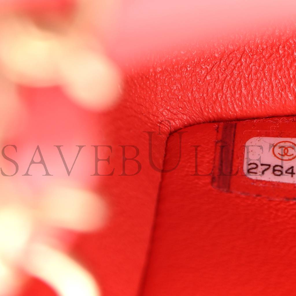 Ch*el lambskin quilted mini rectangular flap red (20*12*6cm)