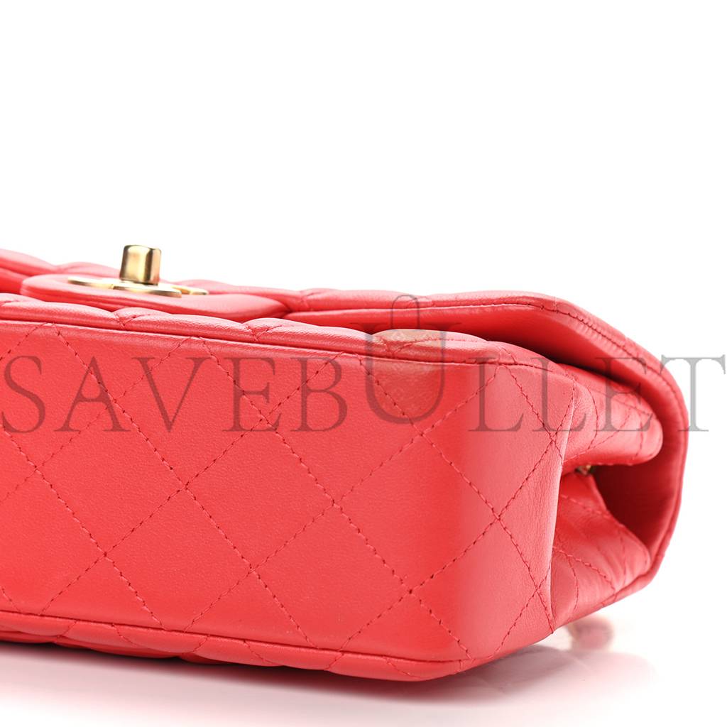 Ch*el lambskin quilted mini rectangular flap red (20*12*6cm)