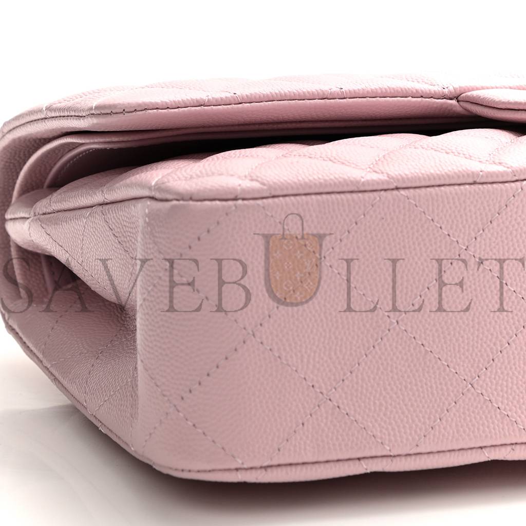 Ch*el caviar quilted medium double flap light pink rose gold hardware (25*15*6cm)