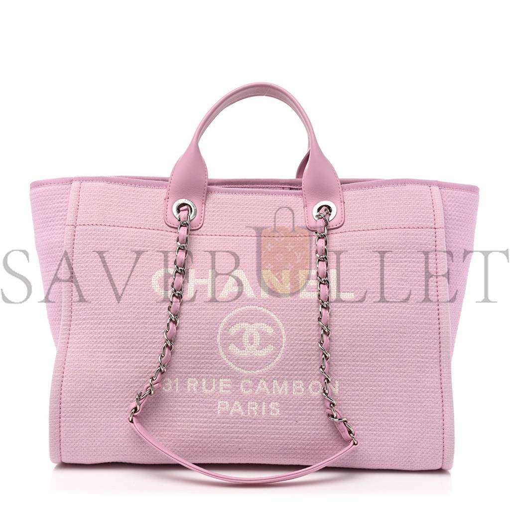 Ch*el mixed fibers medium deauville tote pink (38*28*19cm)