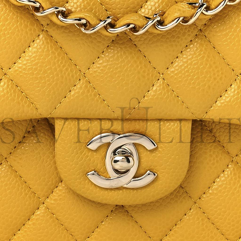Ch*el caviar quilted medium double flap yellow (25*15*6cm)