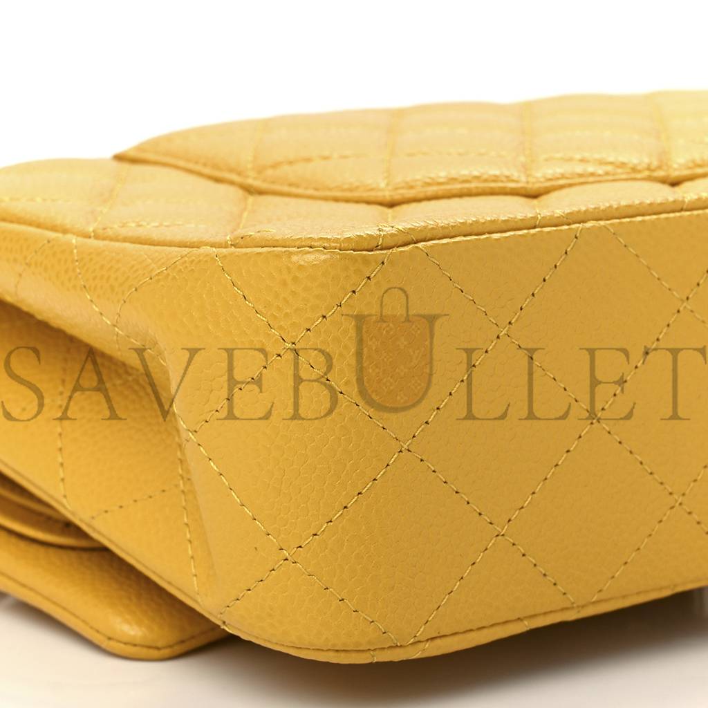 Ch*el caviar quilted medium double flap yellow (25*15*6cm)