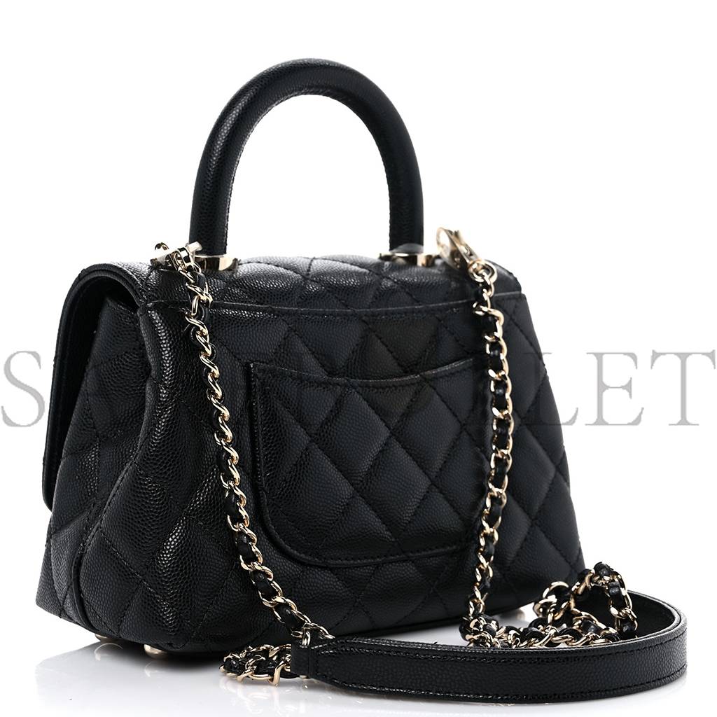 Ch*el caviar quilted extra mini coco handle flap black silver hardware (18*13*9cm)
