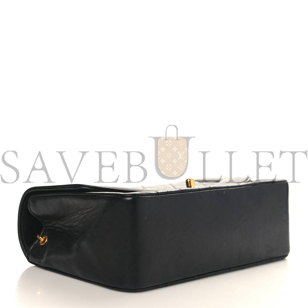 Ch*el lambskin quilted small single flap black gold hardware (23*15*5cm)