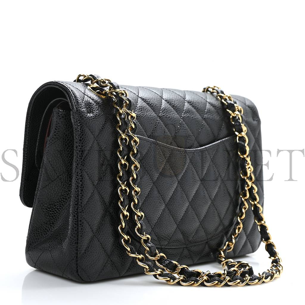 Ch*el caviar quilted medium double flap black gold hardware (25*16*6cm)