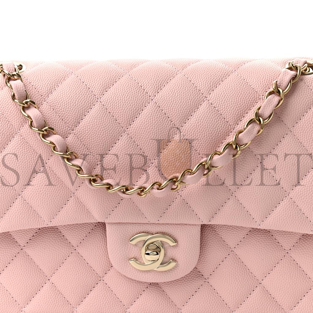 Ch*el caviar quilted medium double flap light pink rose gold hardware (25*15*6cm)