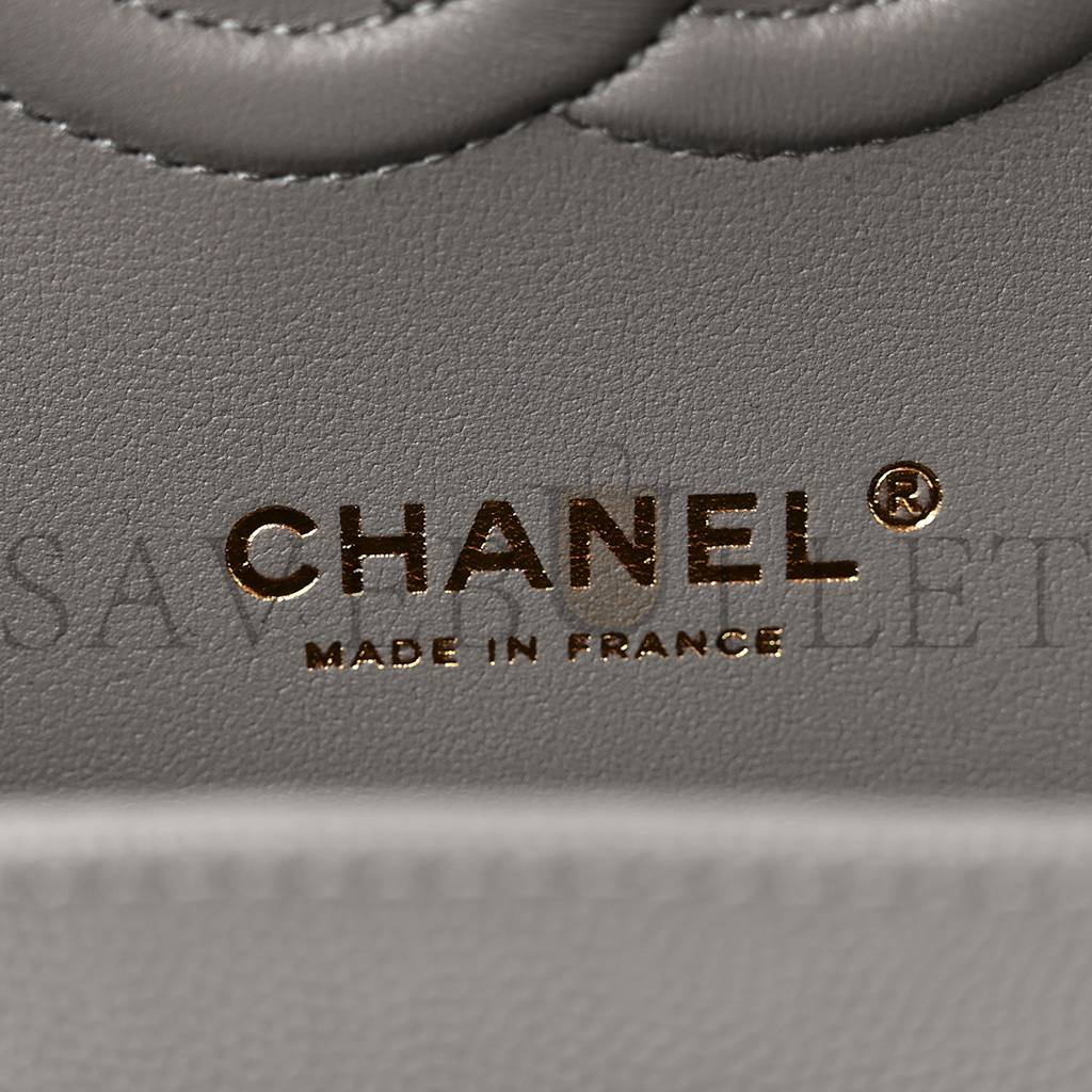 Ch*el caviar quilted medium double flap grey rose gold hardware (25*17*6cm)