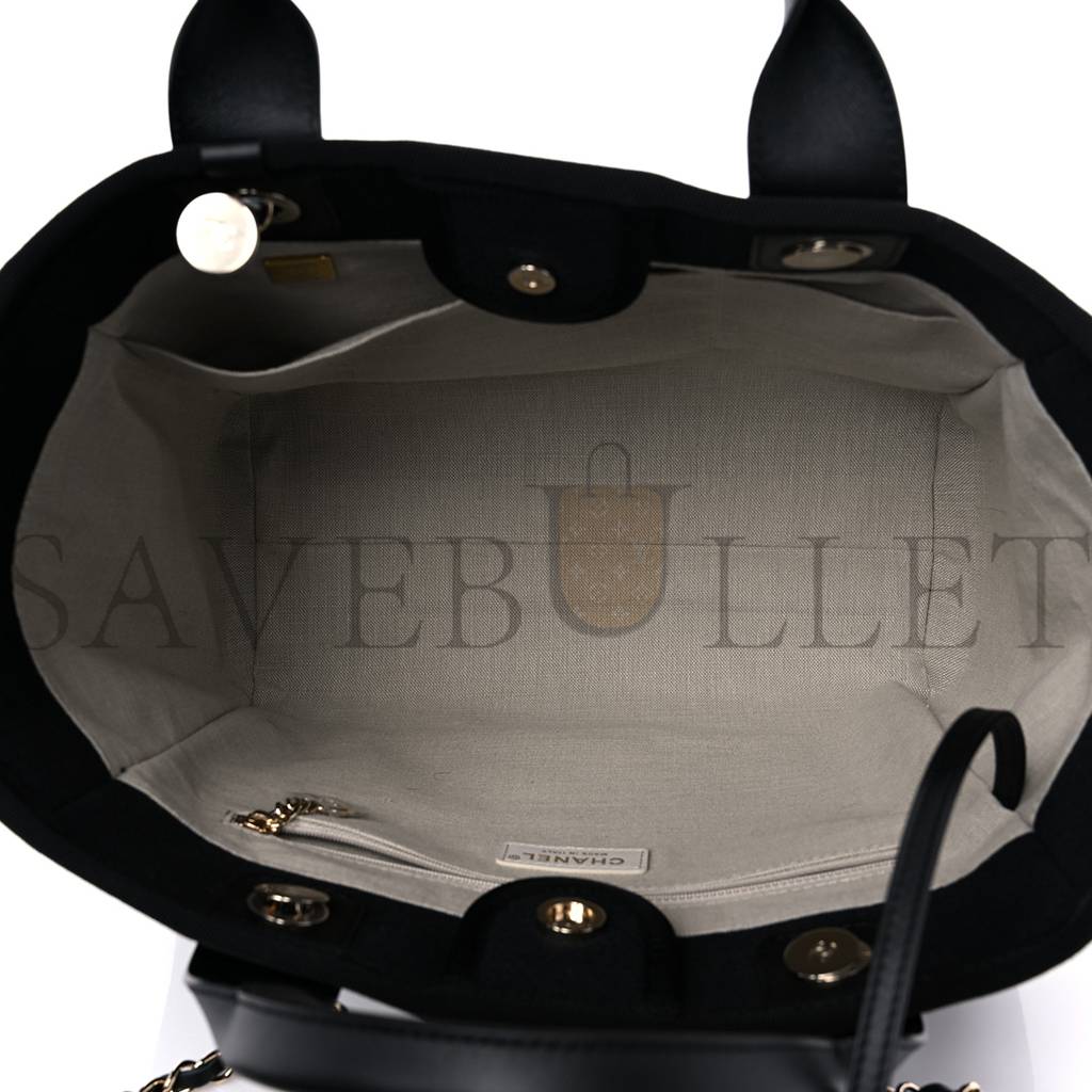 Ch*el mixed fibers small deauville tote black (34*29*15cm)