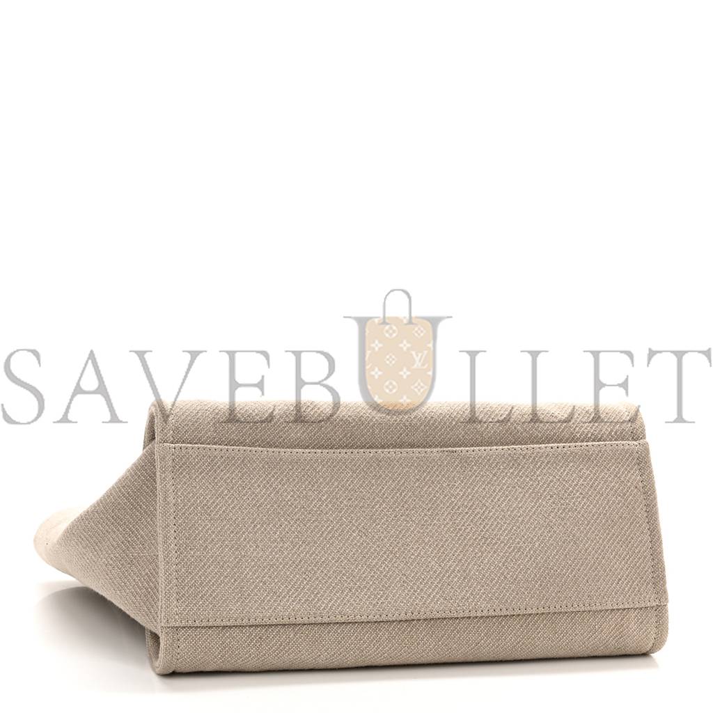 Ch*el mixed fibers medium deauville tote beige black (38*28*20cm)