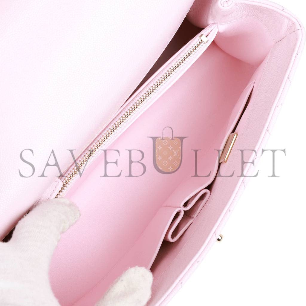 Ch*el medium coco handle flap bag light pink caviar light gold hardware (29*18*11cm)