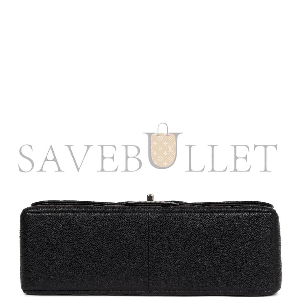 Ch*el jumbo classic double flap bag black caviar silver hardware (30*20*9cm)