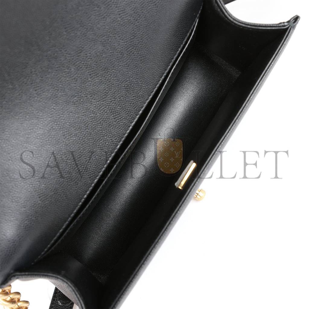 Ch*el medium boy bag black caviar antique gold hardware (25*15*9cm)