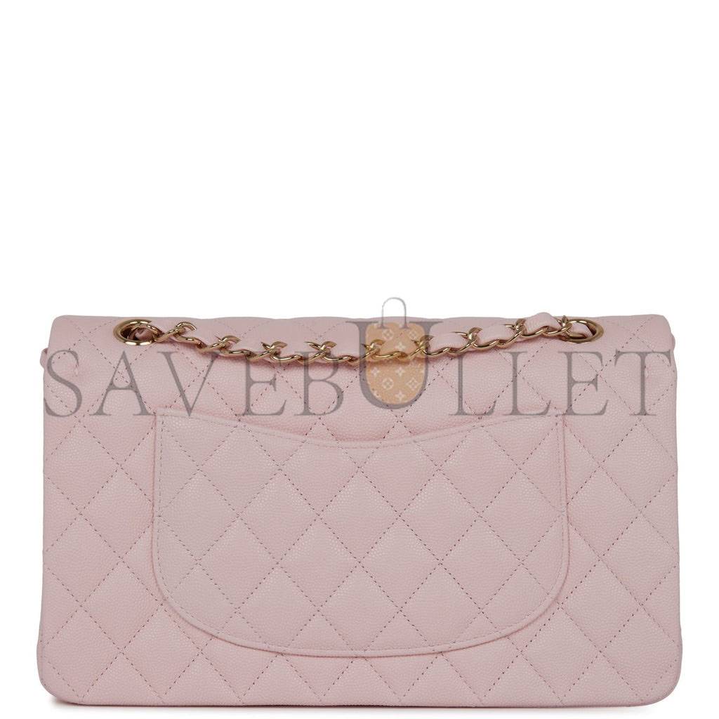Ch*el medium classic double flap bag light pink caviar light gold hardware (25.5*15.2*7cm)