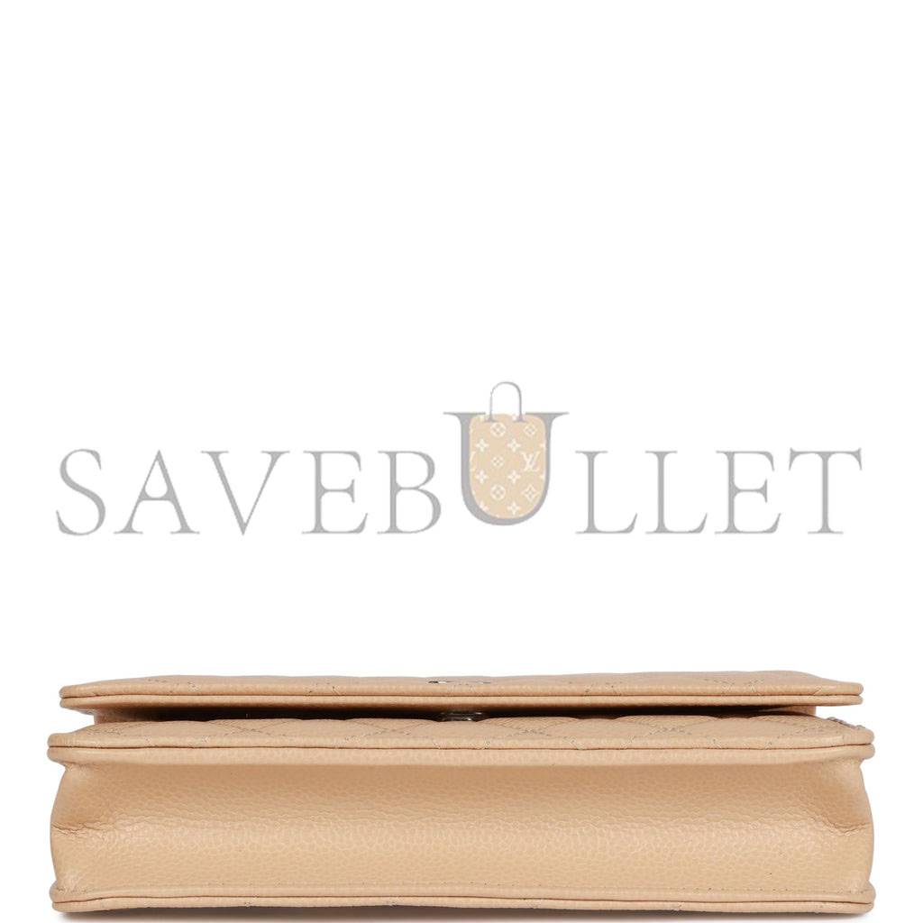 Ch*el wallet on chain woc beige caviar silver hardware (19*12*4cm)