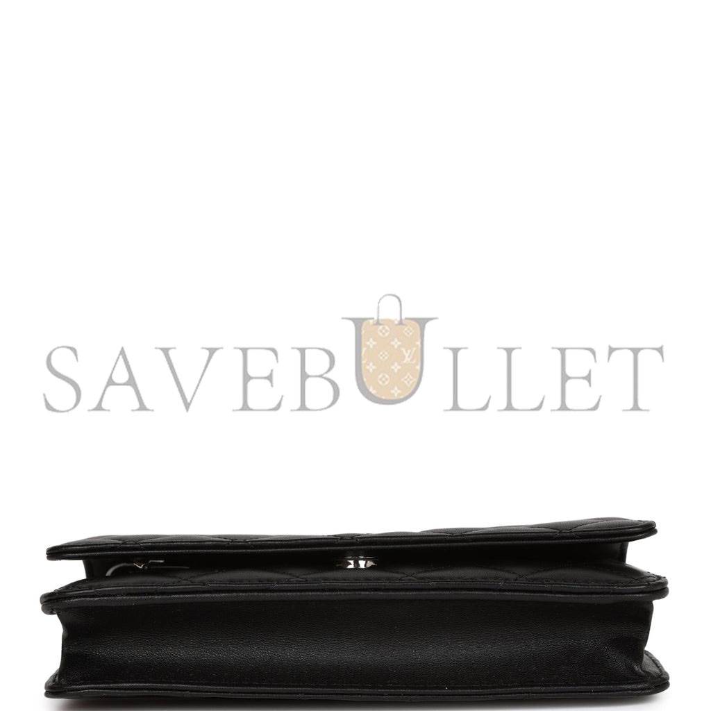 Ch*el wallet on chain woc black lambskin silver hardware (19*12*4cm)