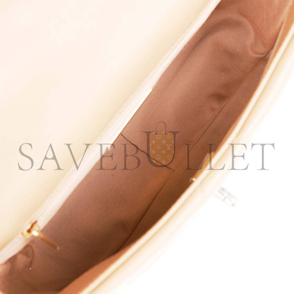 Ch*el medium 19 flap bag beige calfskin mixed hardware (25*16*9cm)