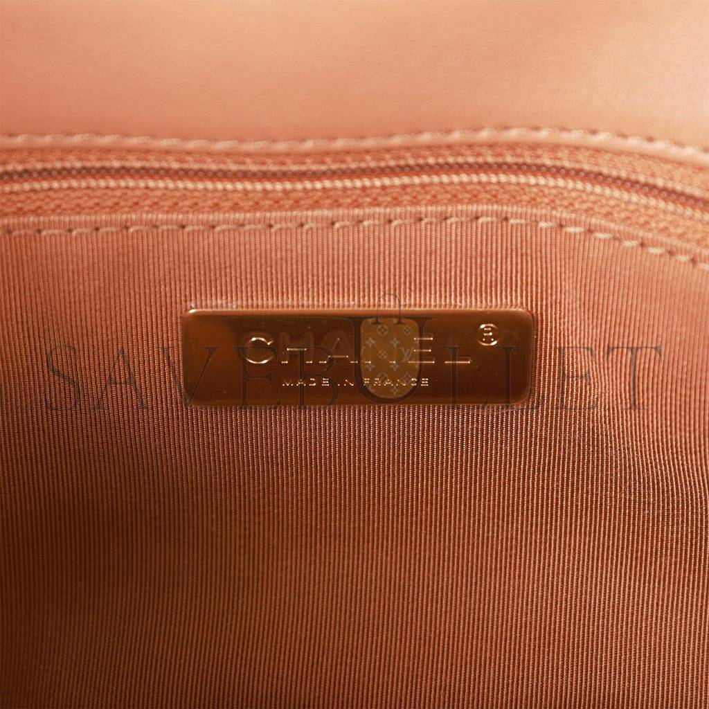 Ch*el medium 19 flap bag caramel calfskin mixed hardware (25*16*9cm)