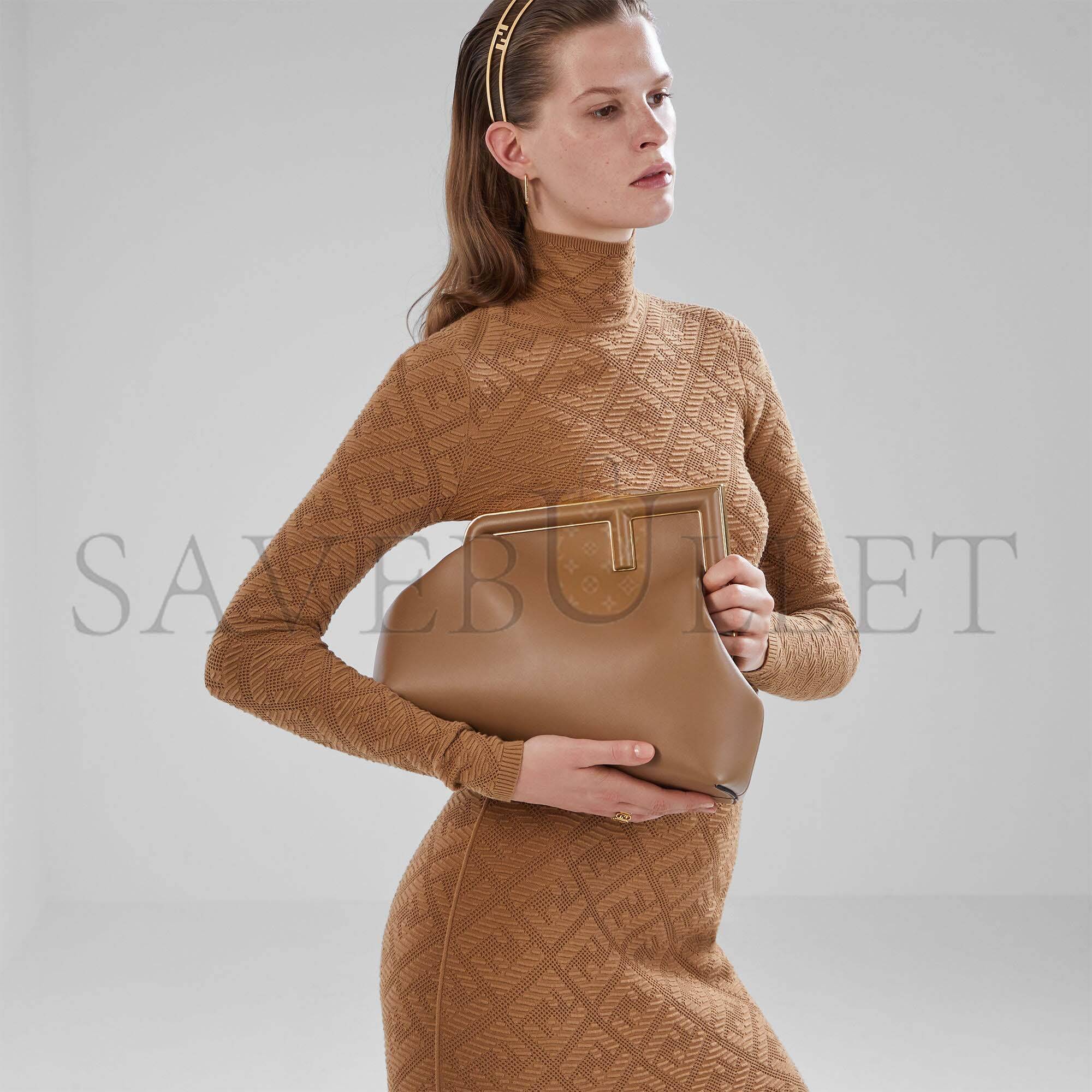 F**di first medium - beige leather bag 8bp127abvef11wp (32.5*23.5*15cm)