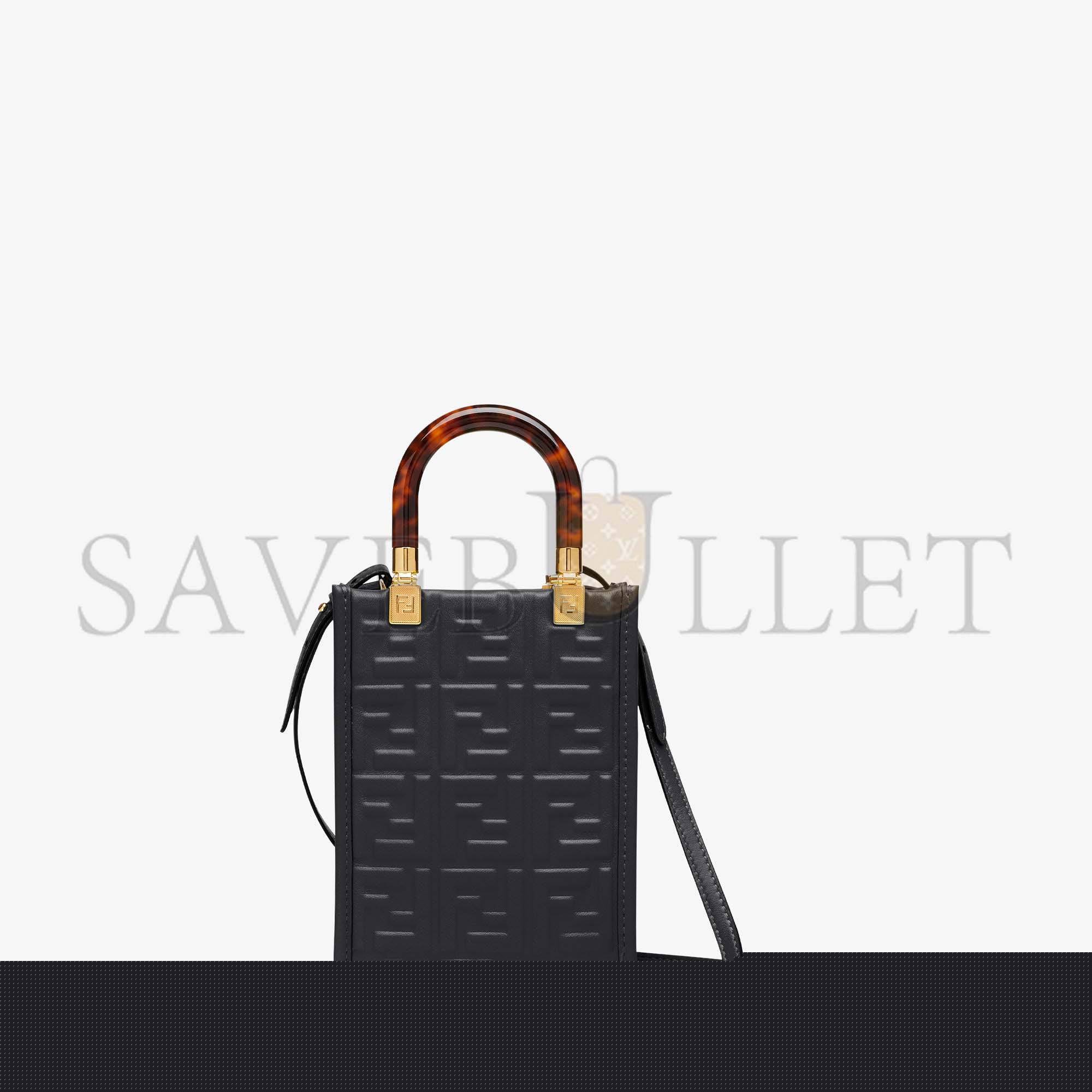 F**di mini sunshine shopper - black leather mini bag 8bs051amcif0kur (18*13*6.5cm)