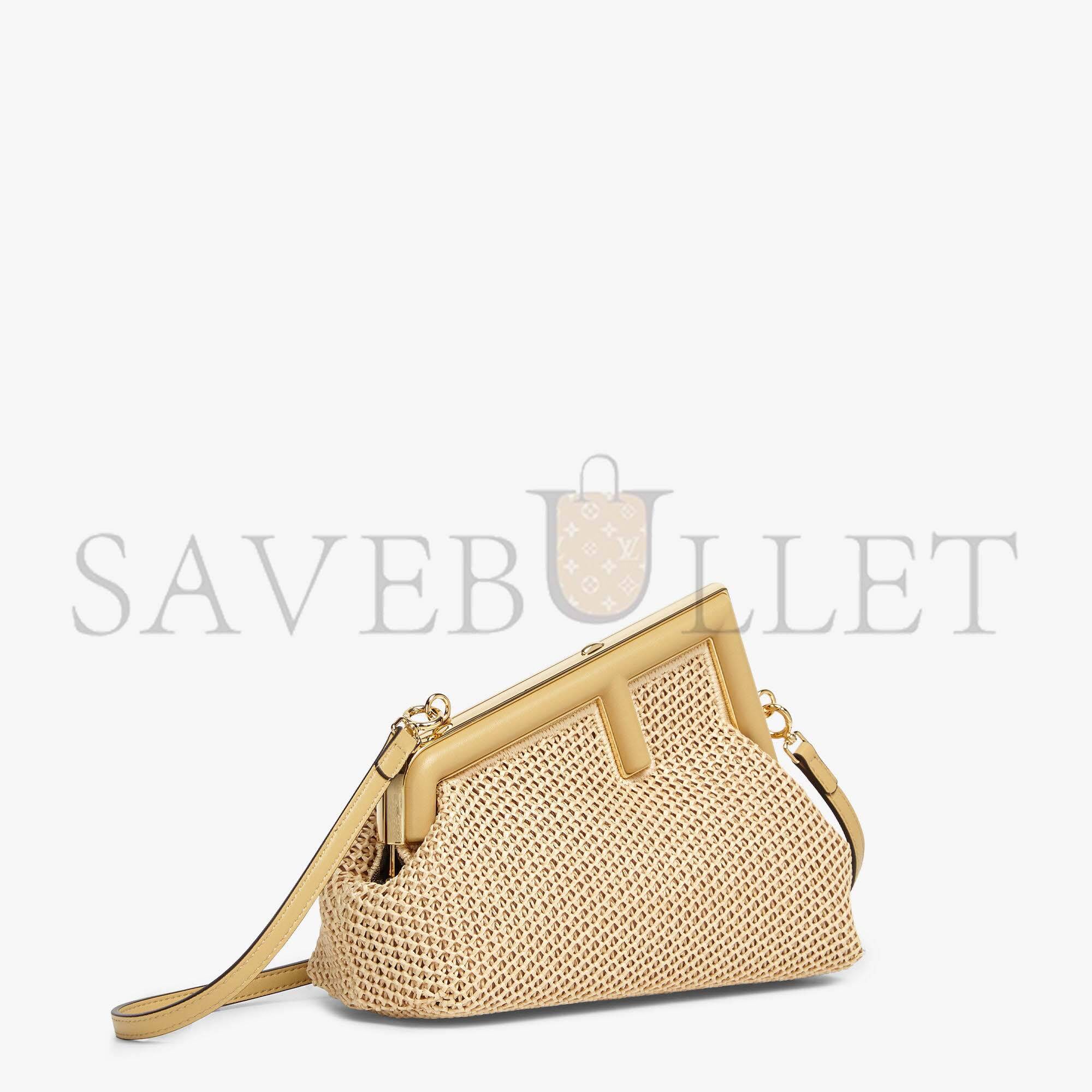 F**di first small - beige raffia macrame bag 8bp129al9af1eeb (23*18*9.5cm)