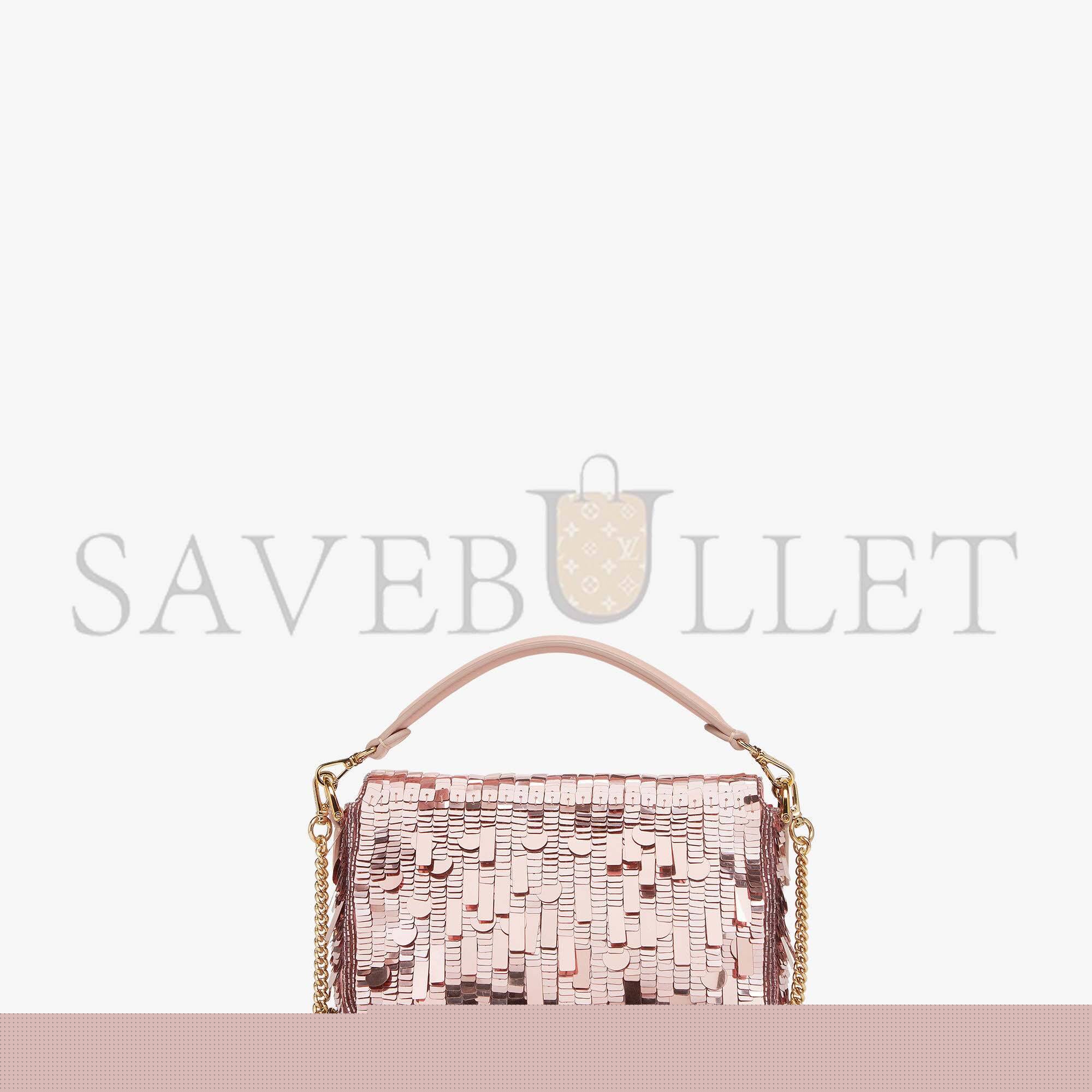F**di baguette mini - pink sequin and leather bag 8bs017amp0f0j2f (20*13*5cm)