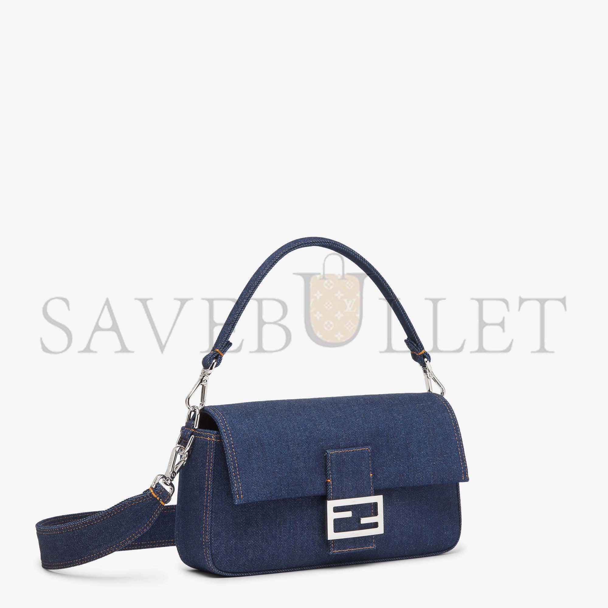 F**di baguette - re-edition bag in blue denim 8br600al9wf0kr1 (27*15*6cm)