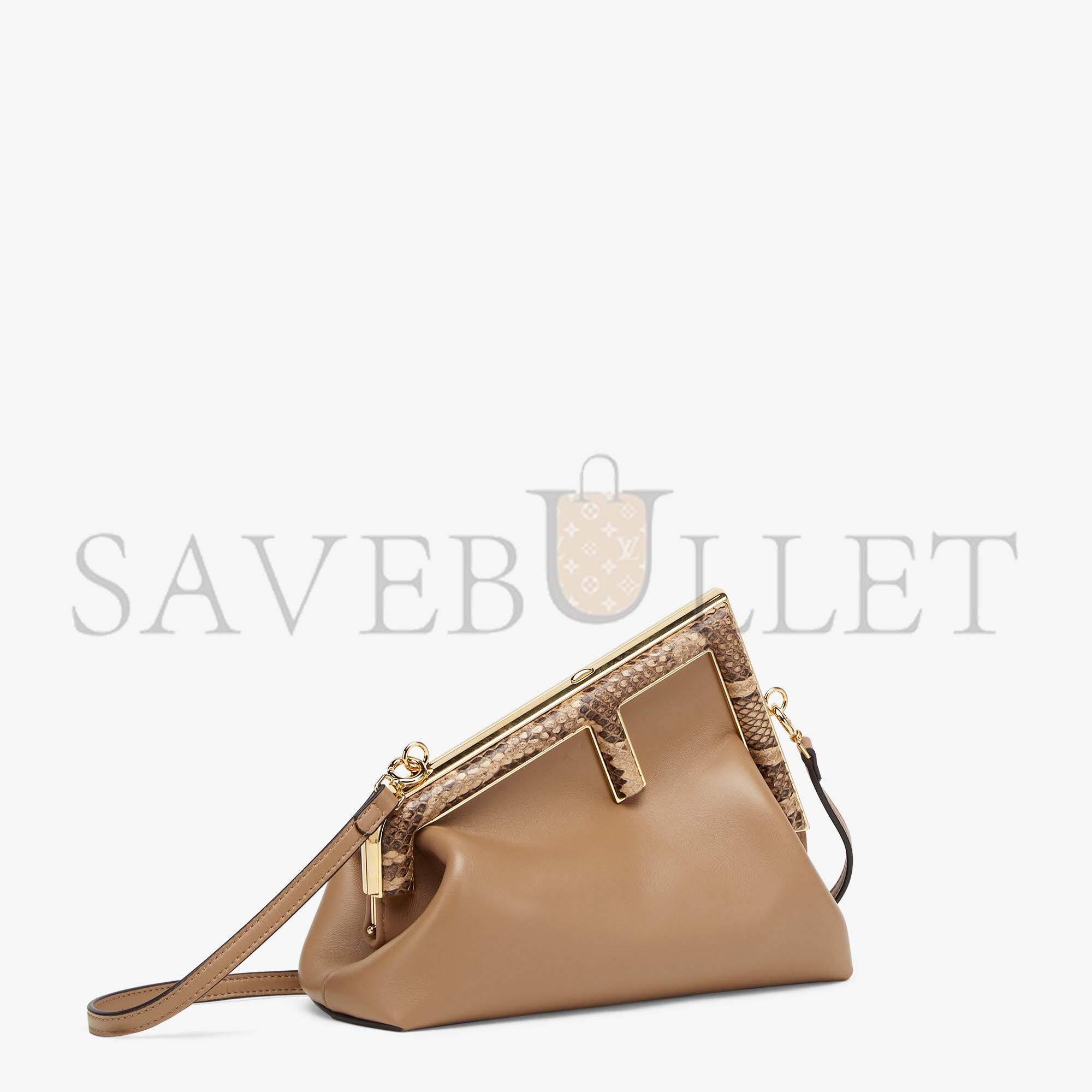 F**di first small - beige leather bag with exotic details 8bp129agwrf1gem (26*18*9.5cm)