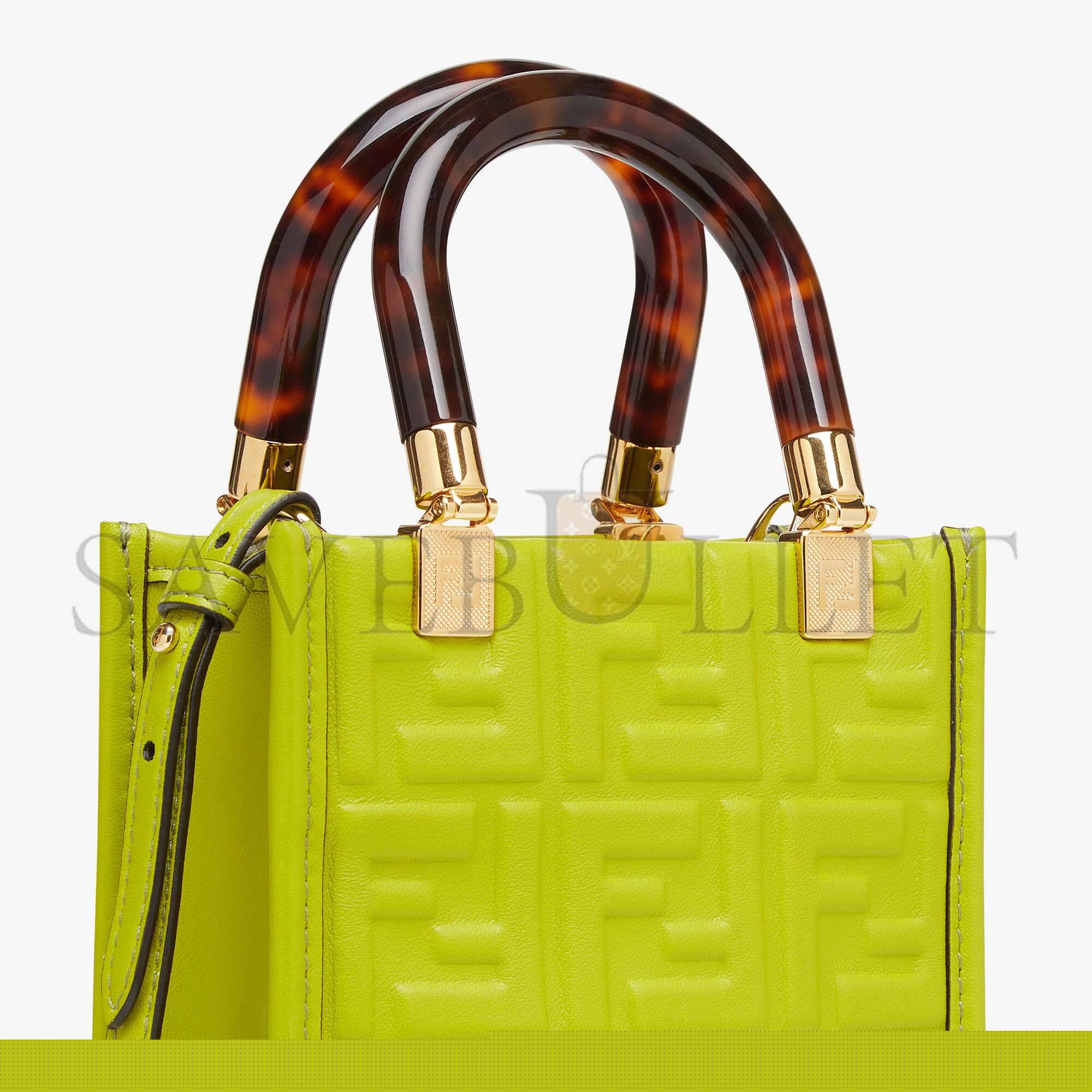 F**di mini sunshine shopper - acid green leather mini-bag 8bs051amcif1jcp (18*13*6.5cm)