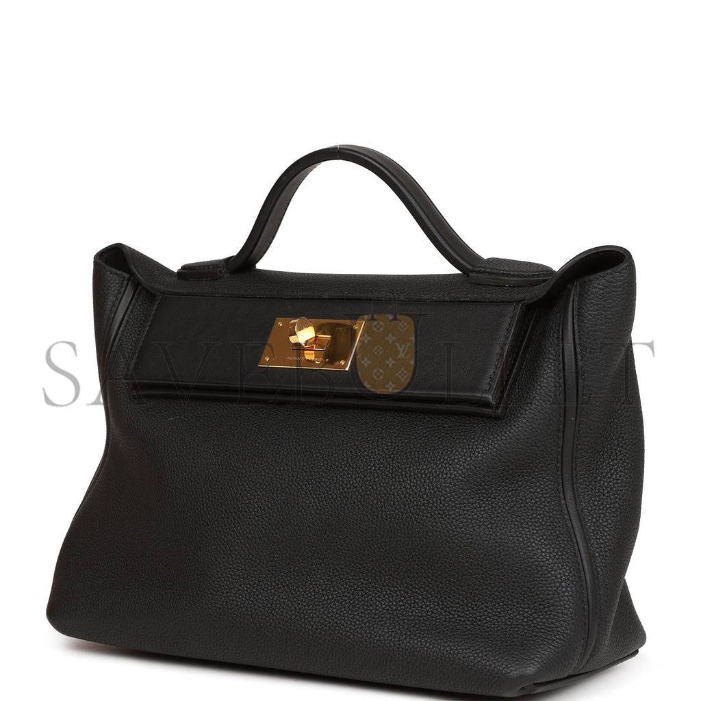 H**mes 2424 bag 29 black togo and swift gold hardware (29*24*15cm)