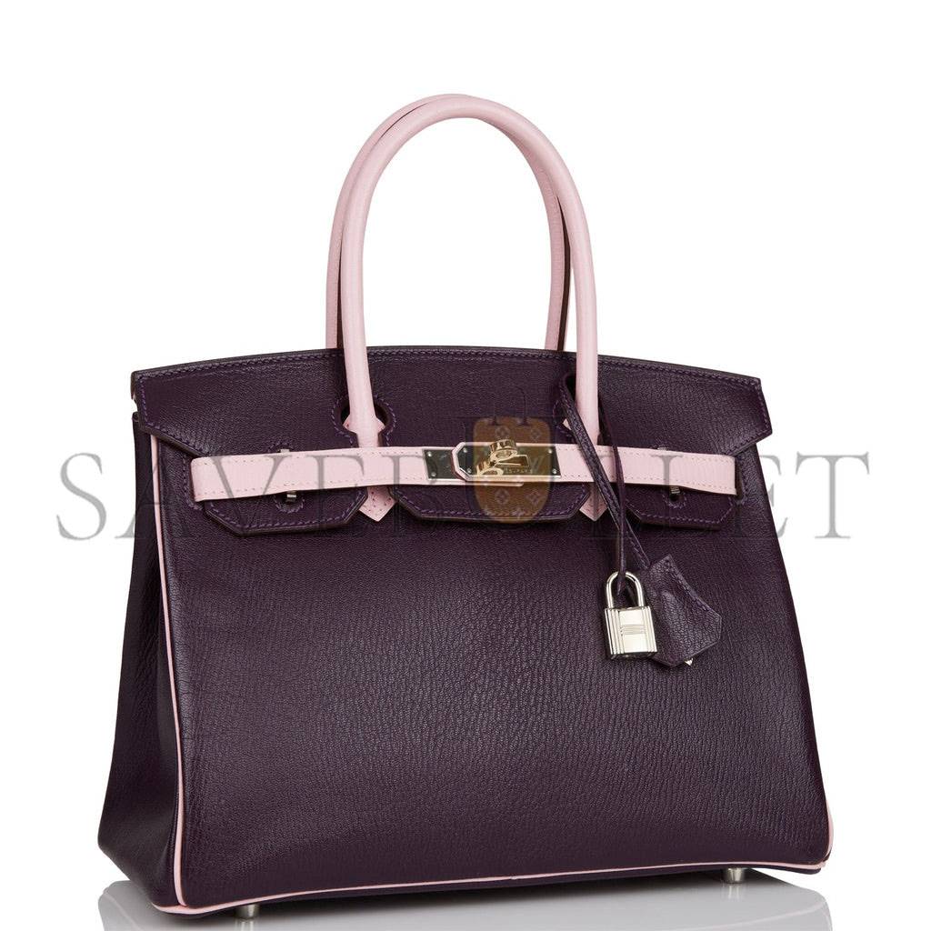 H**mes special order (hss) birkin 30 raisin and rose sakura chevre palladium hardware ( 30cm*22*16cm)