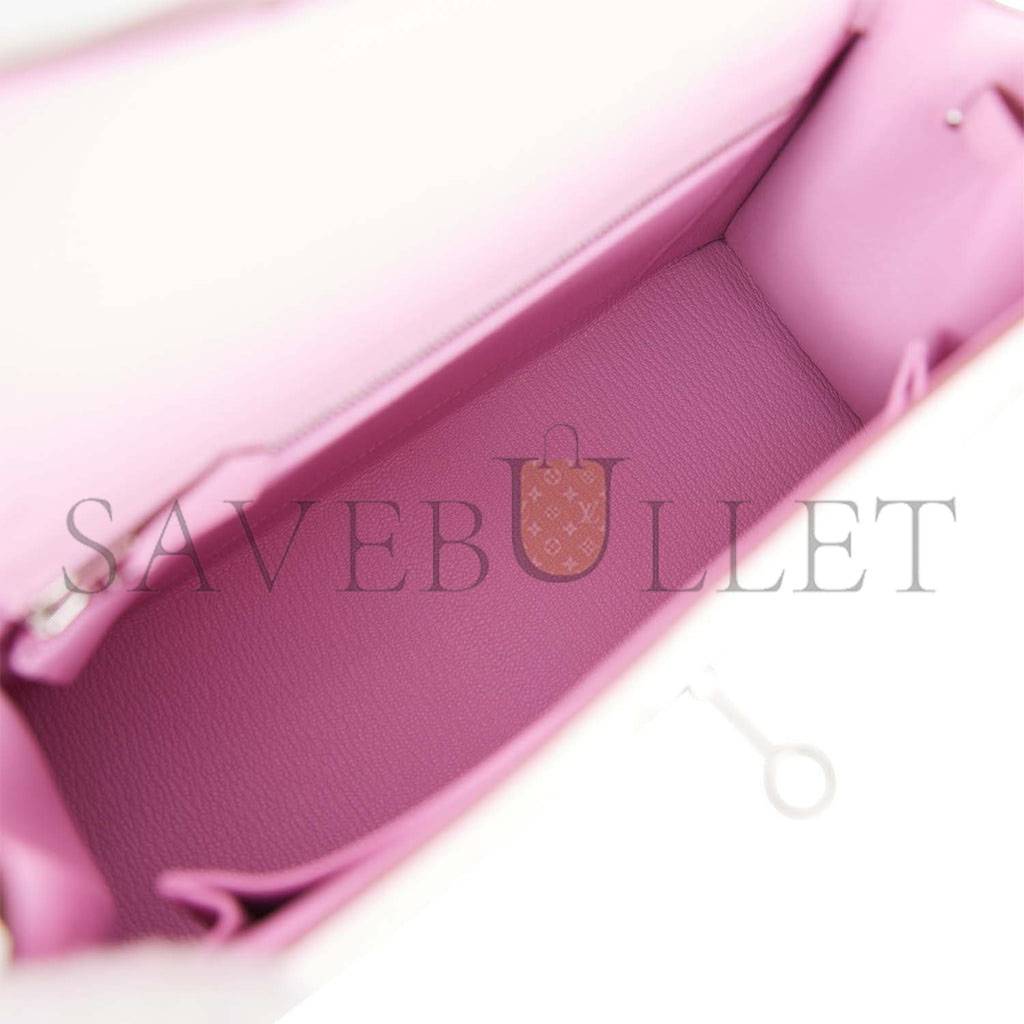 H**mes kelly sellier 25 mauve sylvestre epsom palladium hardware (25*17*7cm)